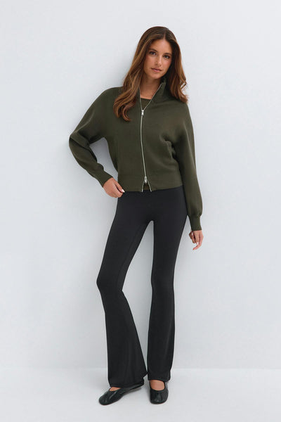 Knitted zip bomber cardigan