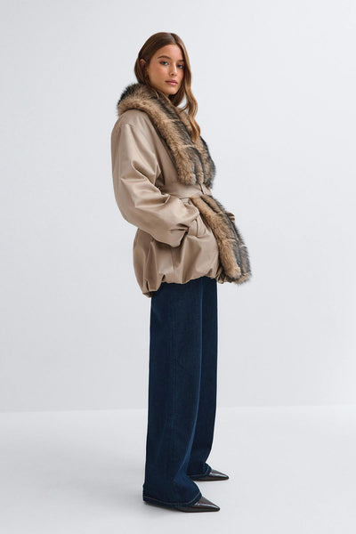 Faux fur collar padded jacket