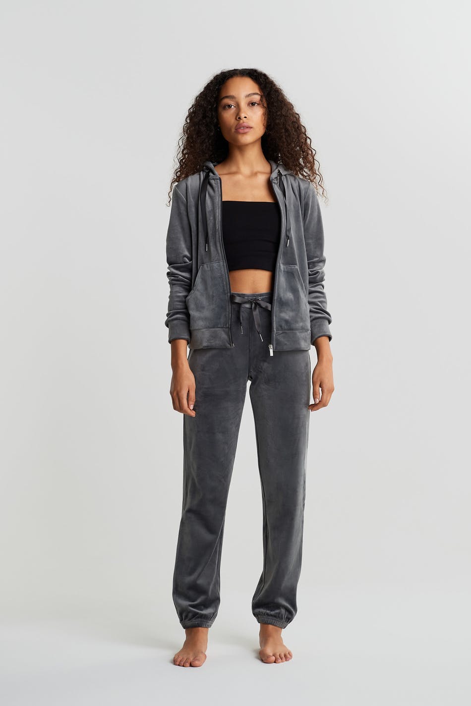 Cecilia velour sweatpants - Gris anthracite
