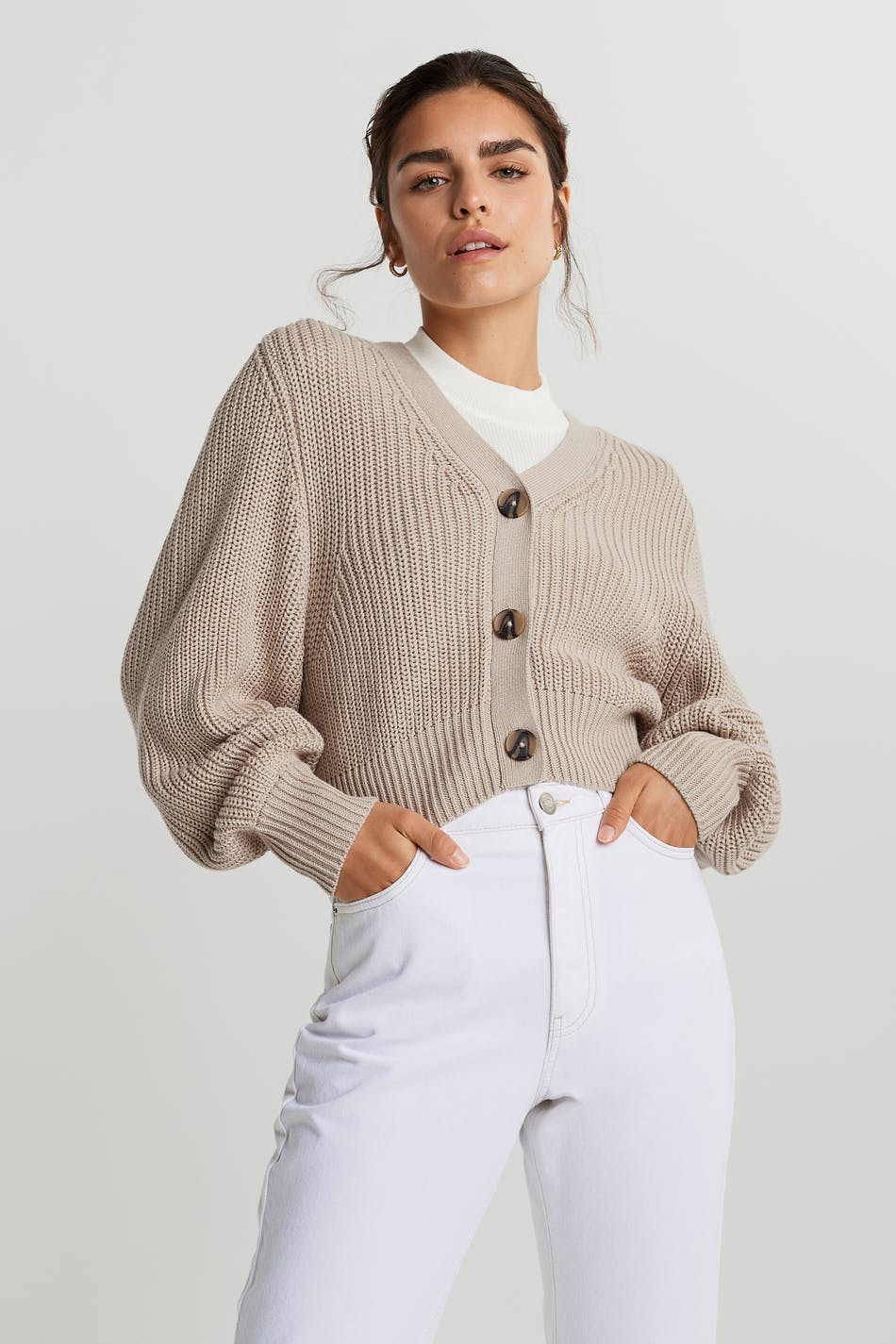 Kaija knitted cardigan - Soft beige