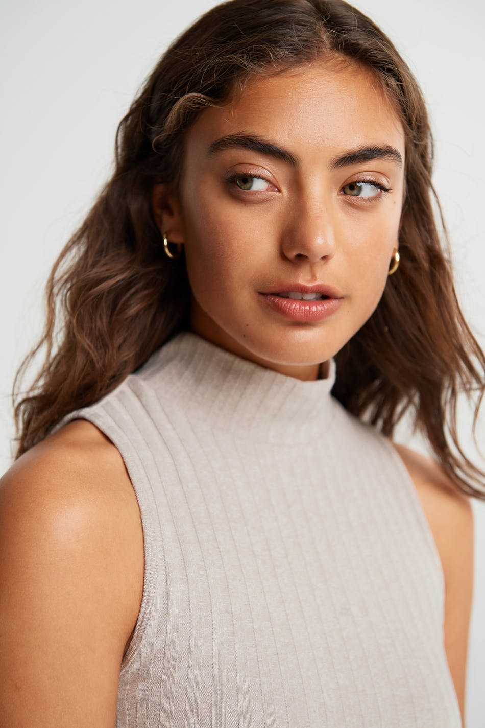 Tara rib tank - Beige mel