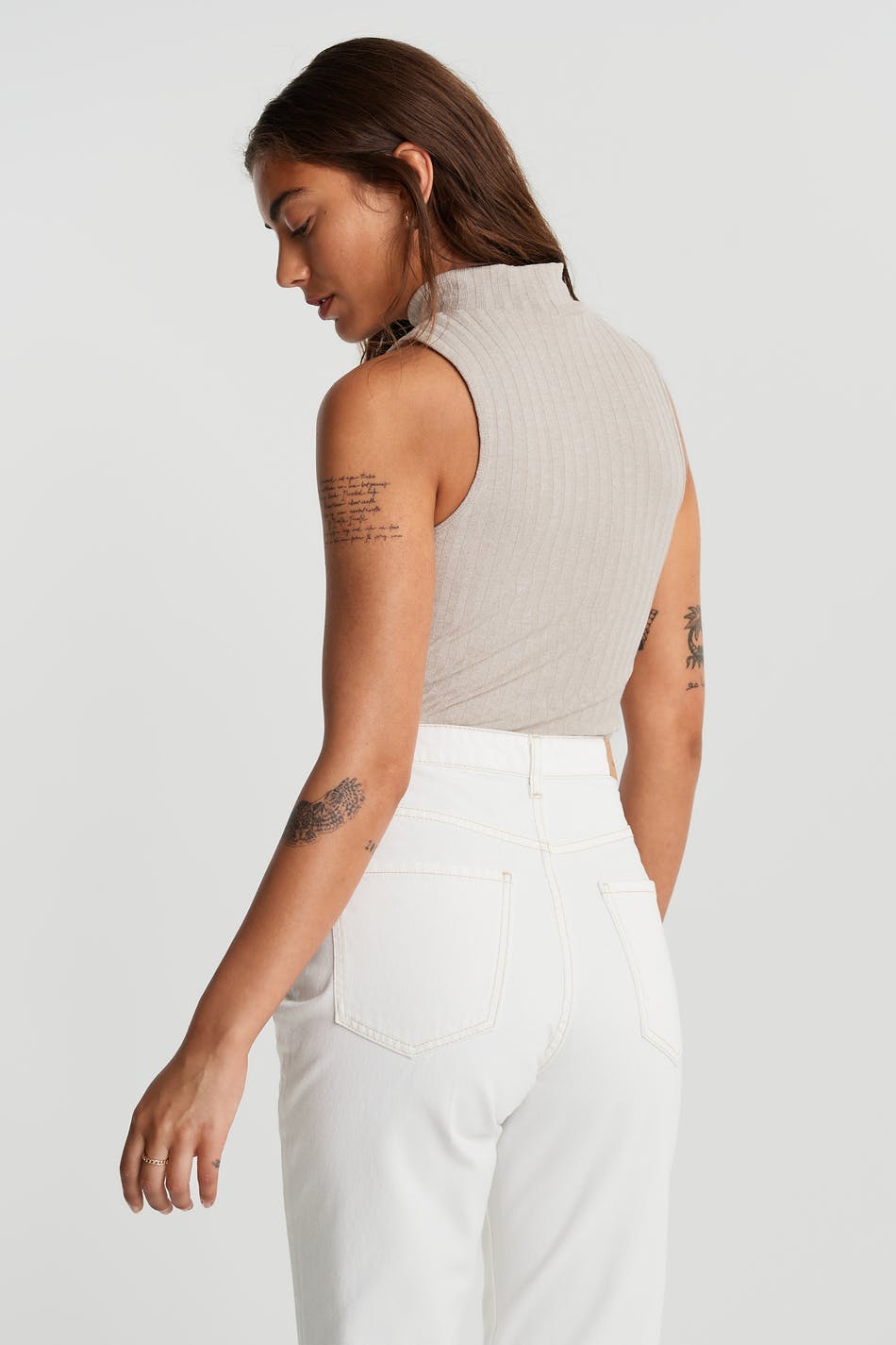 Tara rib tank - Beige mel
