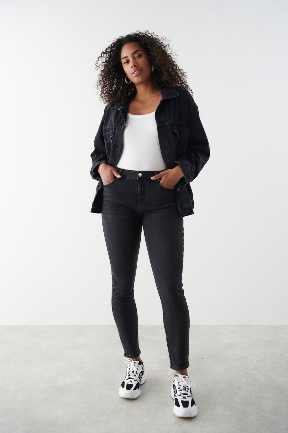 Mid waist skinny jeans - Offblack