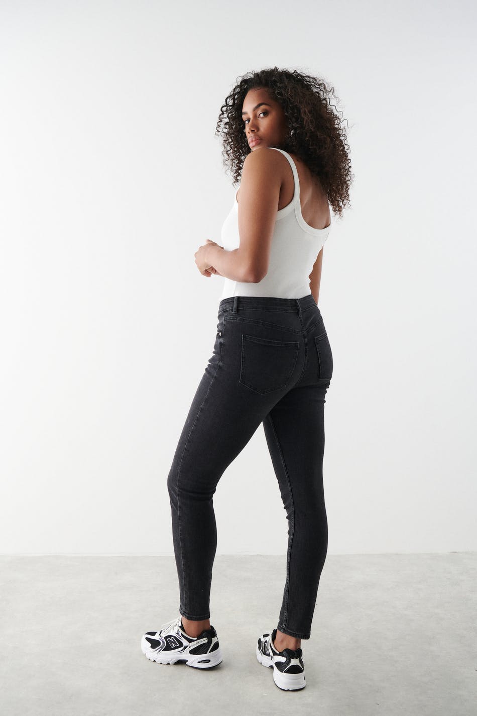 Mid waist skinny jeans - Offblack