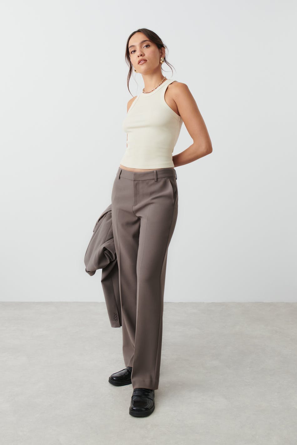 straight regular trousers - Lavender fog