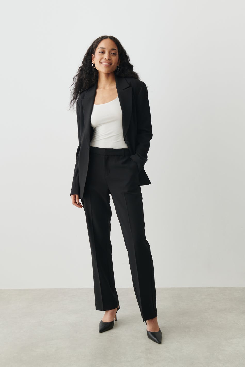straight regular trousers - Noir