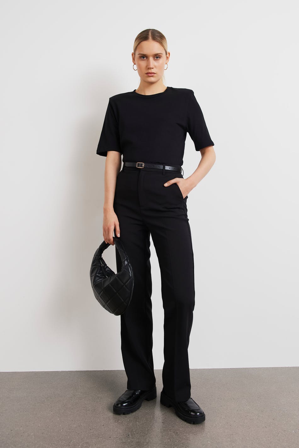 straight tall trousers - Noir