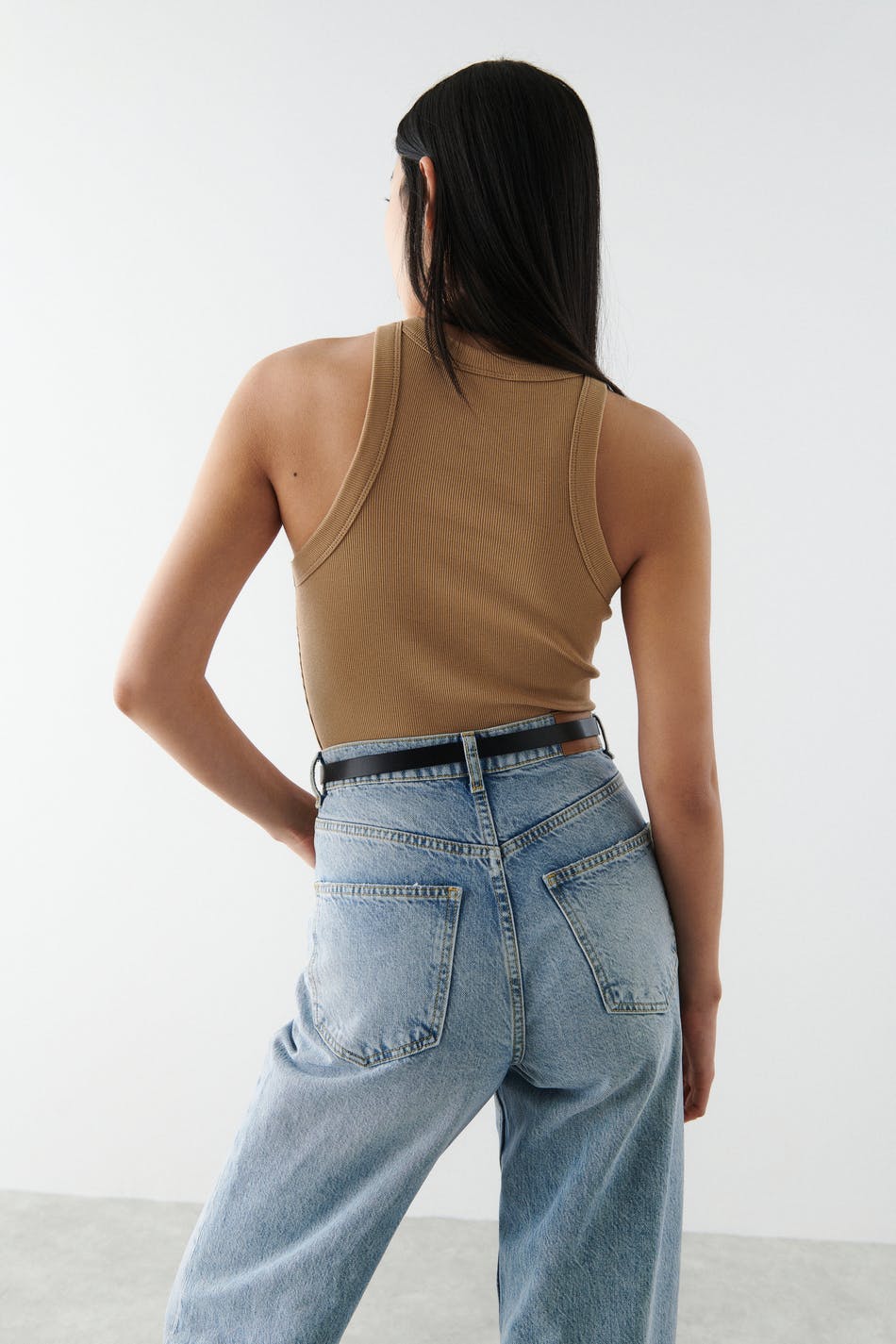 basic rib tank - Grey melange