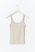 Tight fit rib singlet - Beige melange