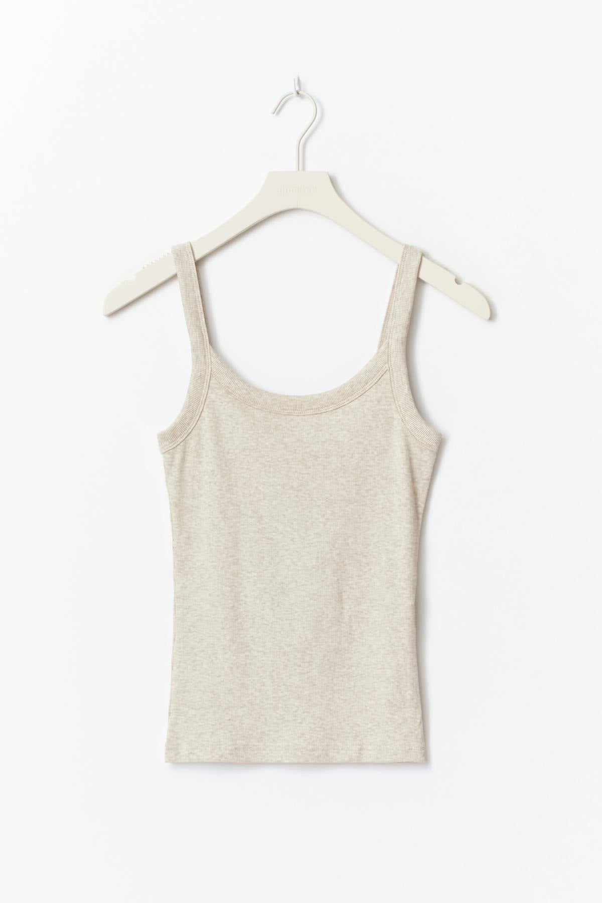 Tight fit rib singlet - Beige melange
