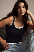 Tight fit rib singlet - Peacoat