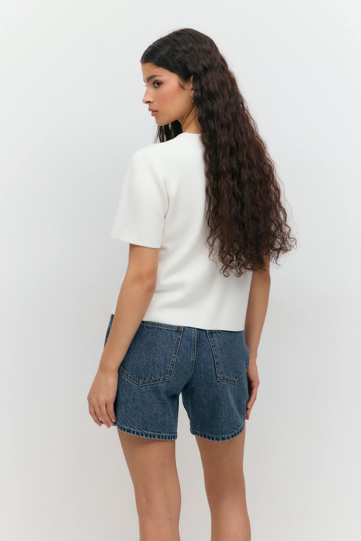 High waist denim shorts - Offblack