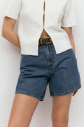 High waist denim shorts - Offblack