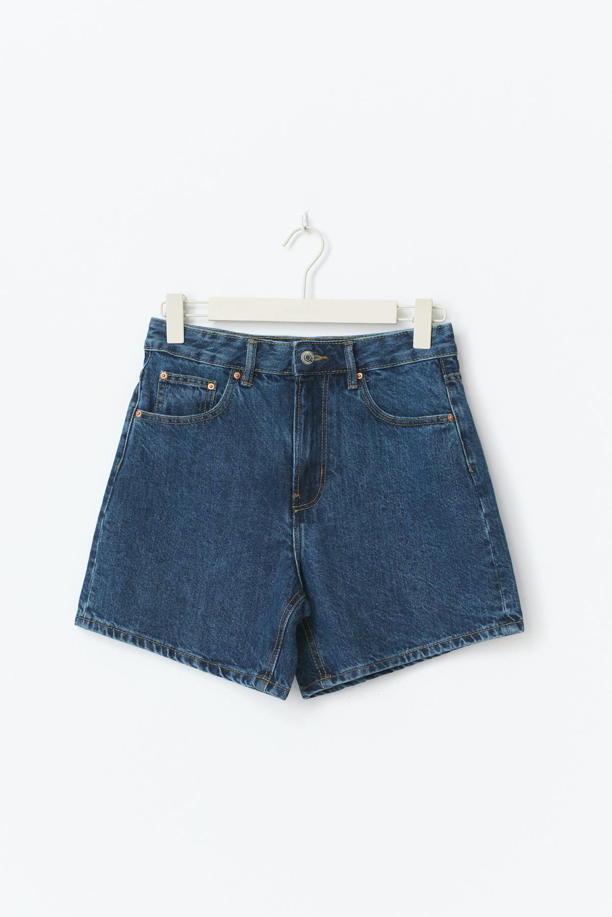 High waist denim shorts - Offblack
