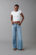 Low wide jeans - Mid blue