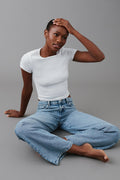 Low wide jeans - Mid blue