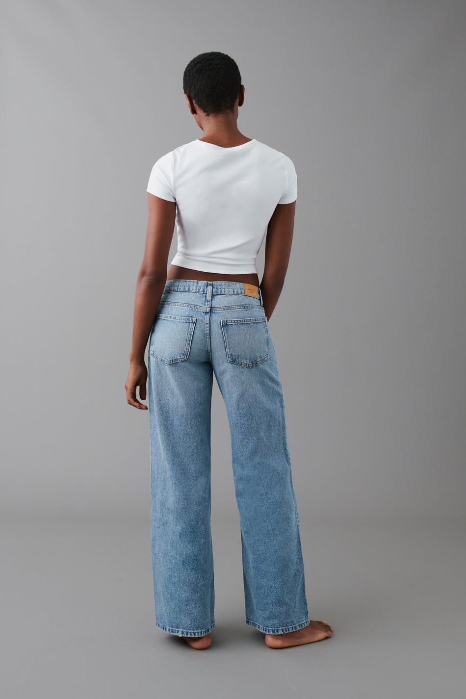 Low wide jeans - Mid blue