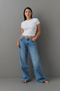 Low wide jeans - Mid blue