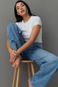 Low wide jeans - Mid blue