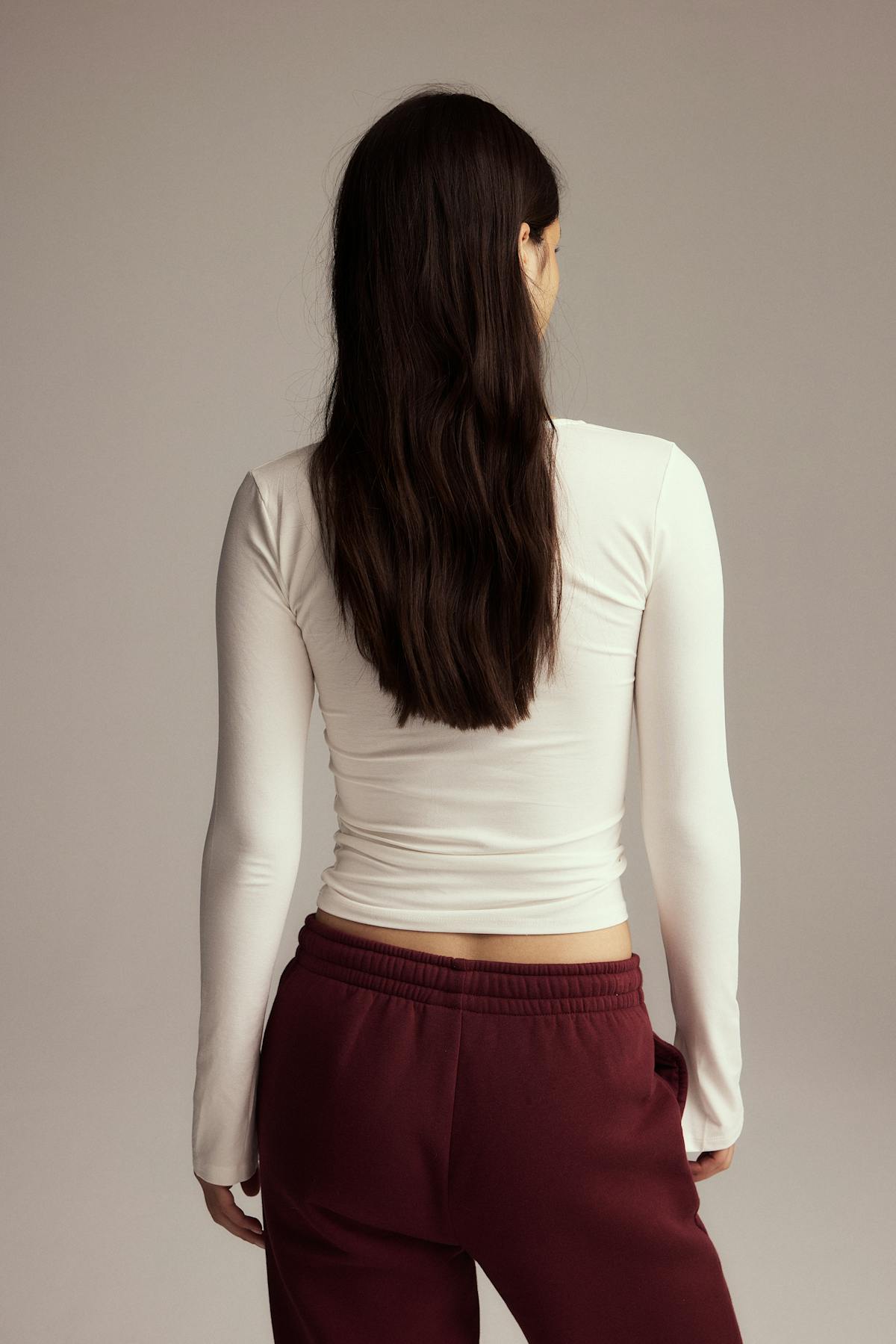 Soft touch jersey top - Blanc cassé