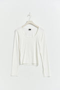 Soft touch jersey top - Blanc cassé