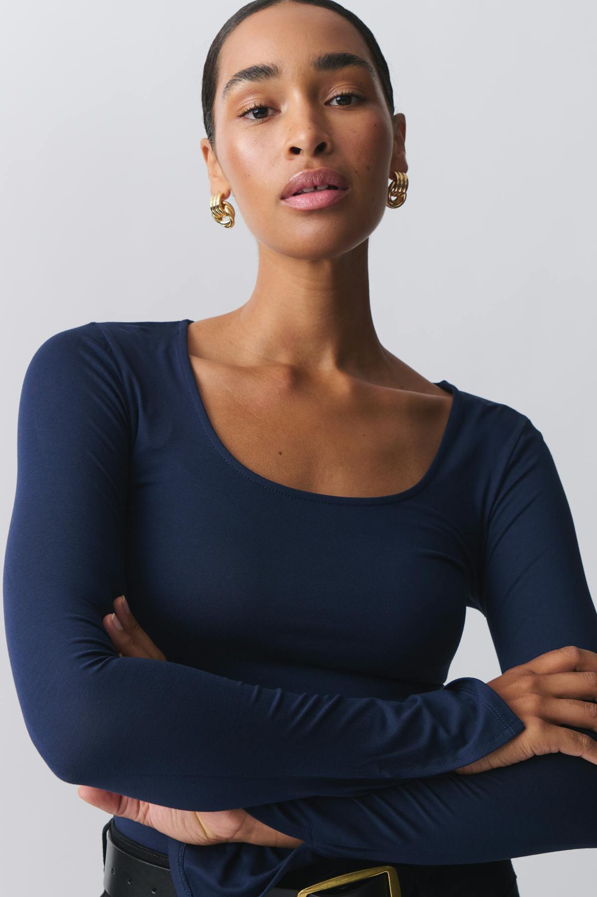 Soft touch jersey top - Noir