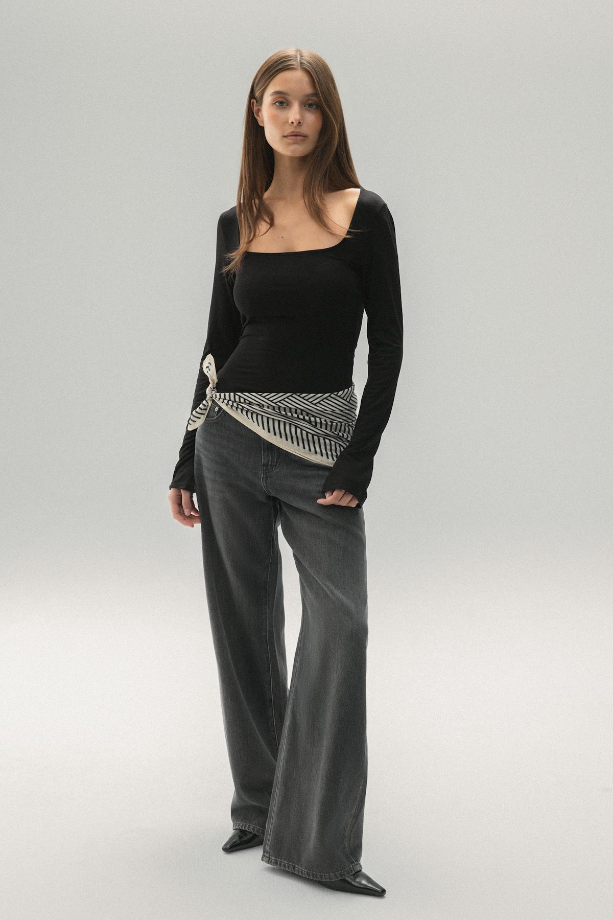 Soft touch jersey top - Blanc cassé