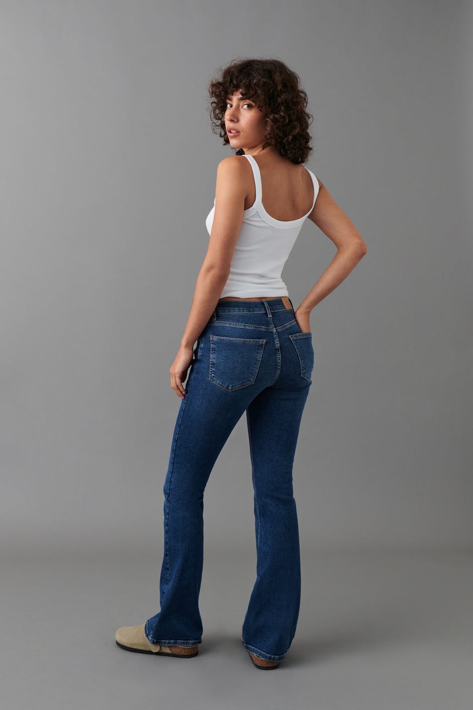 low waist bootcut jeans - Tinted blue