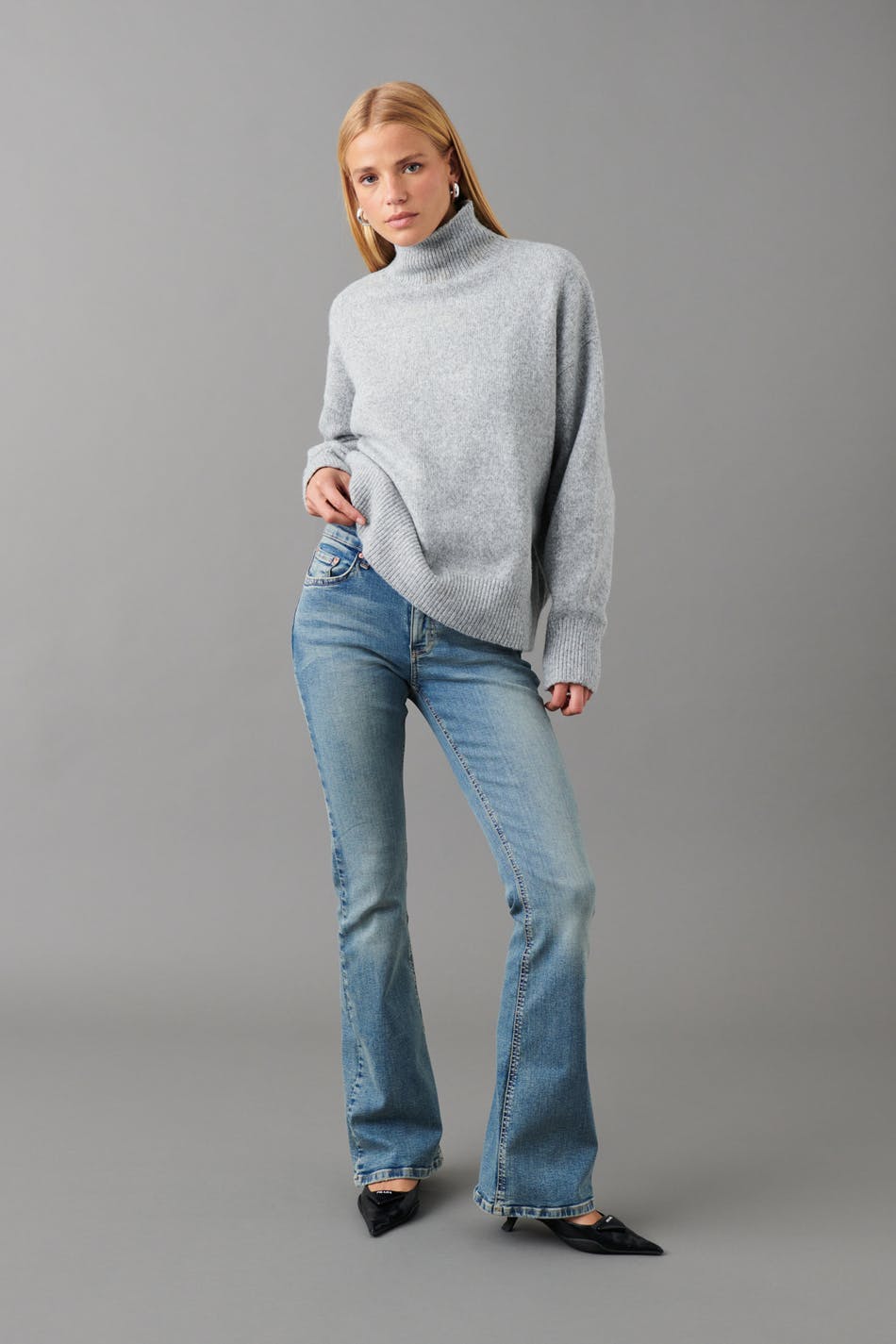 low waist bootcut jeans - Tinted blue