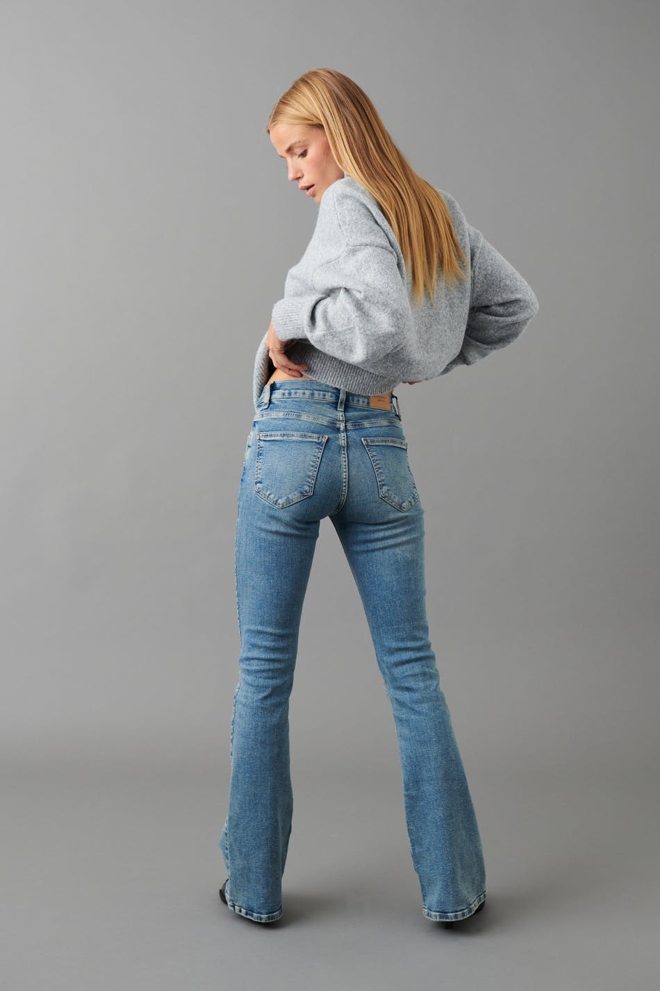 low waist bootcut jeans - Tinted blue