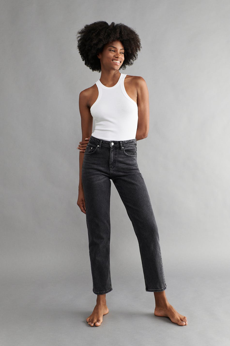 Straight stretch jeans - Offblack