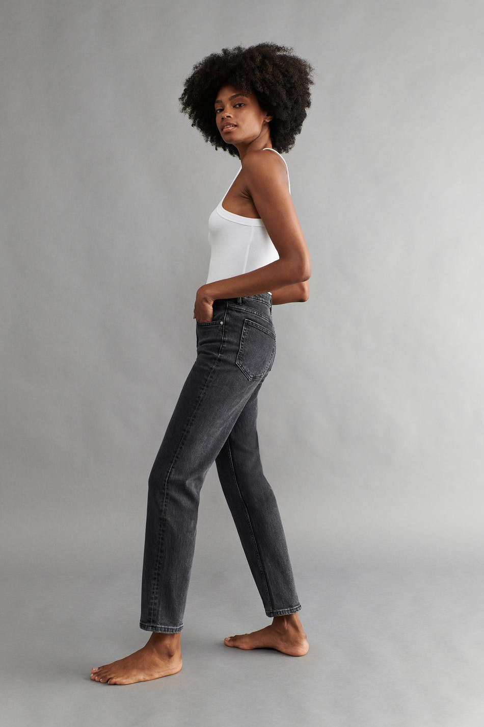Straight stretch jeans - Offblack
