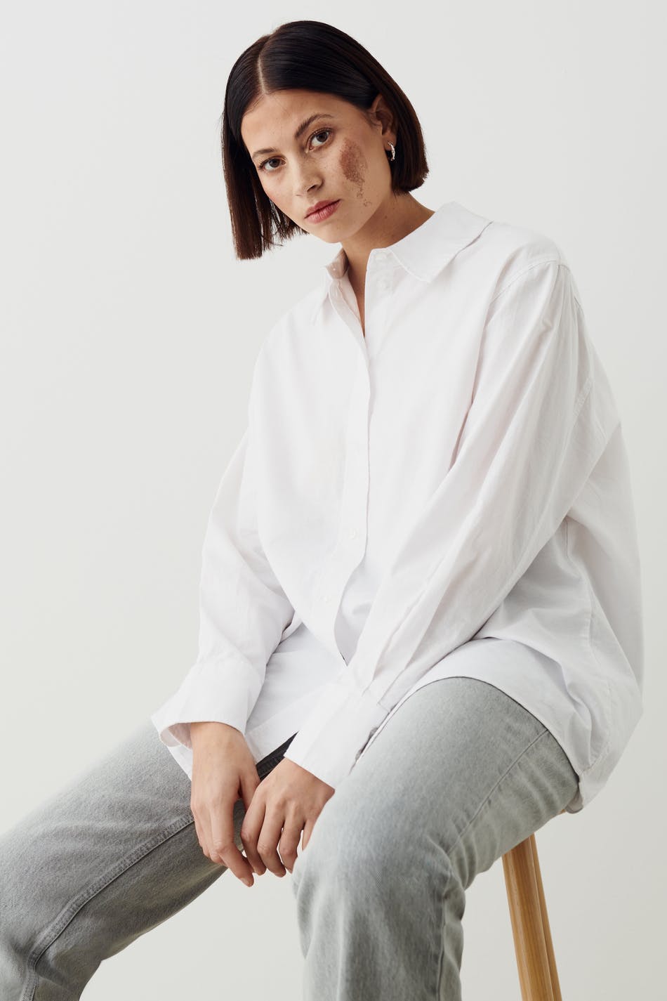 Oversized oxford shirt - Blanc