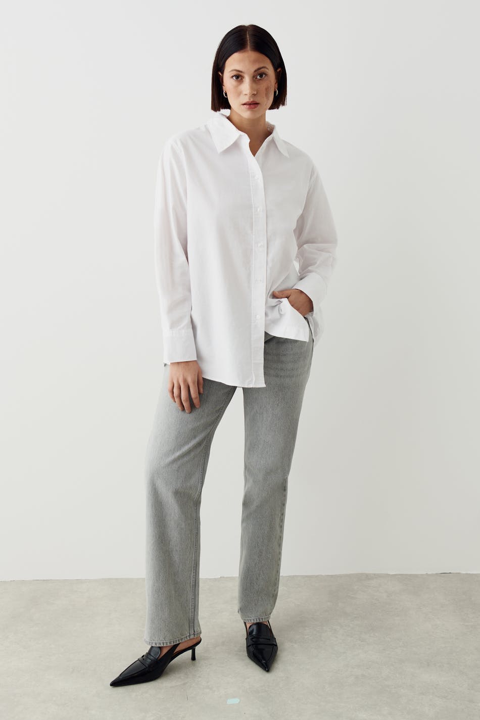 Oversized oxford shirt - Blanc