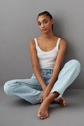 low straight jeans - Gris clair