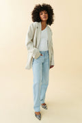 low straight jeans - Gris clair