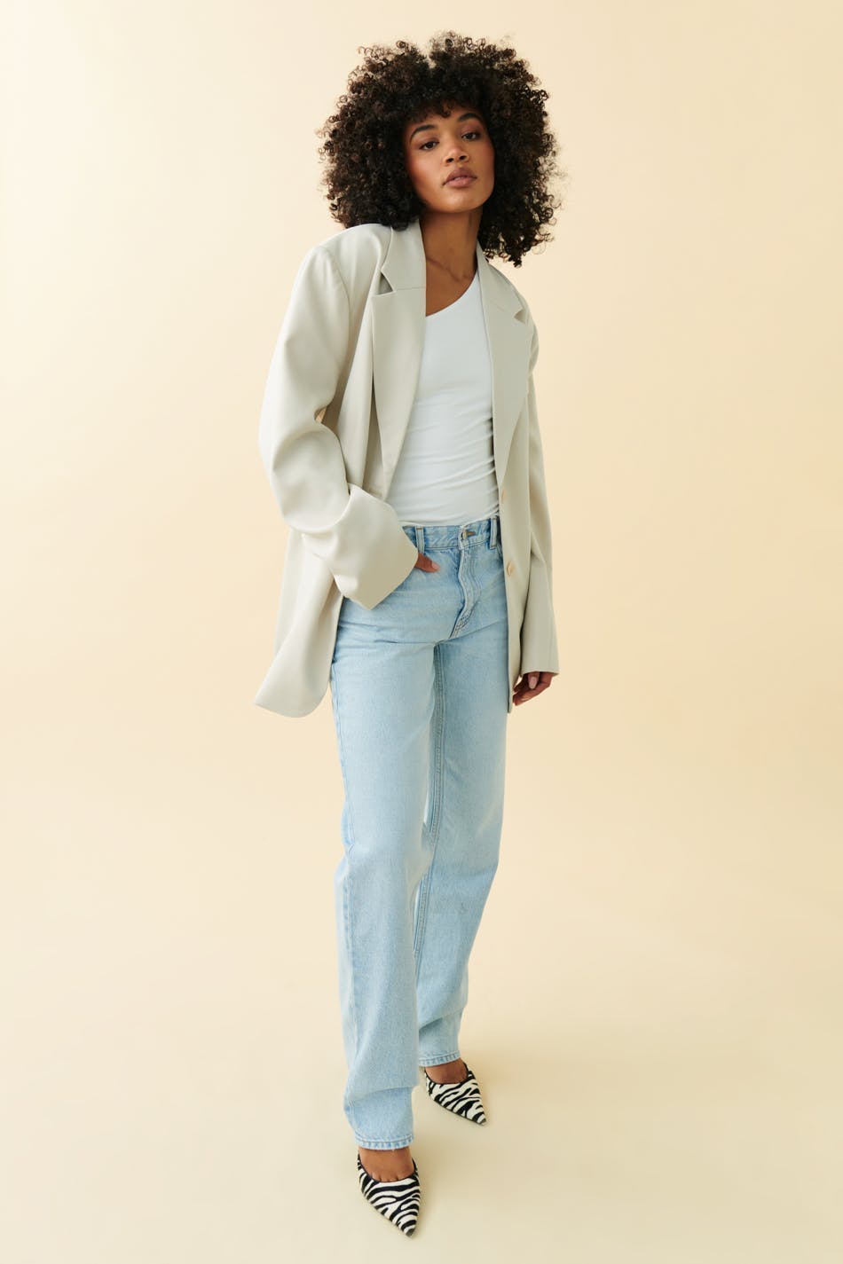 low straight jeans - Gris clair