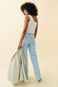 low straight jeans - Gris clair