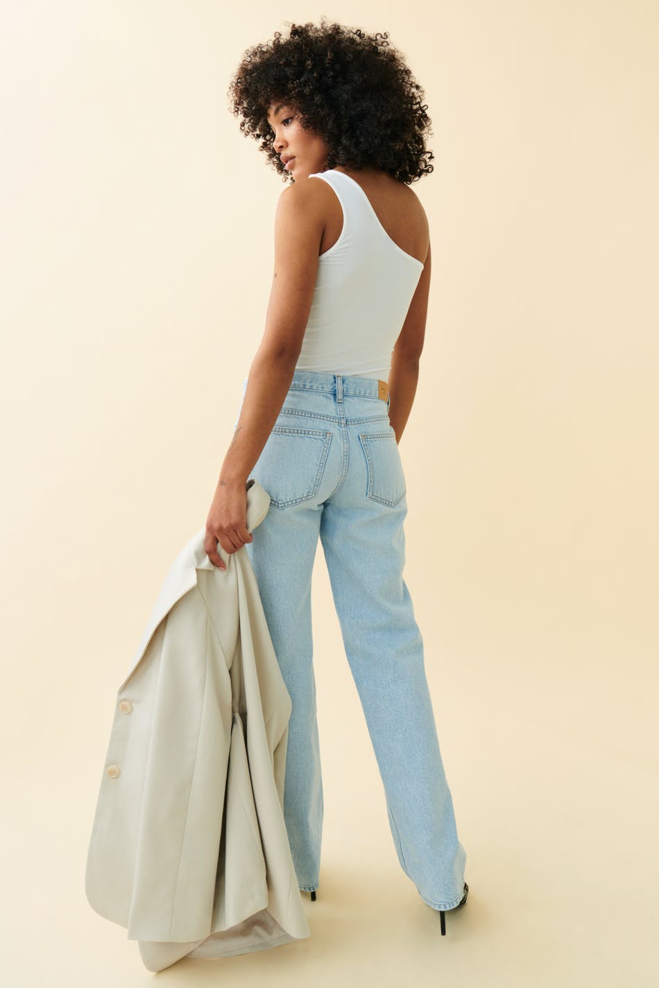 low straight jeans - Gris clair
