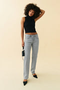 low straight jeans - Gris clair