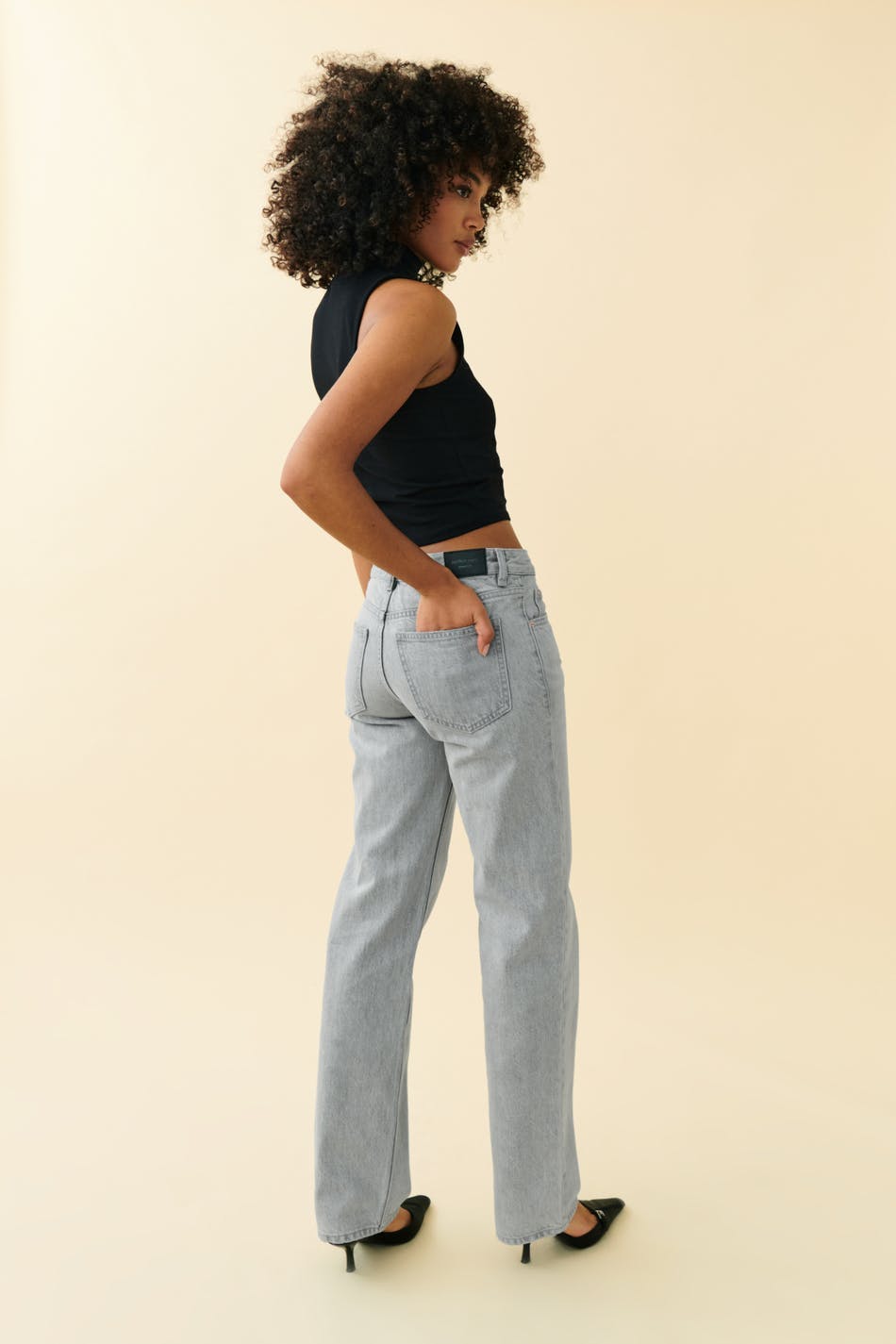 low straight jeans - Gris clair