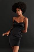 Flora lace mini dress - Noir