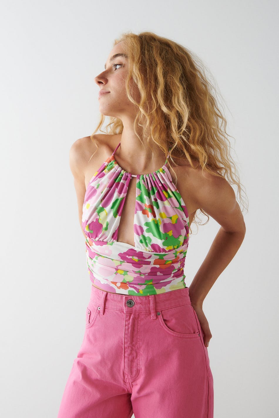halterneck top - Floral aop