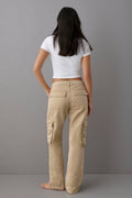 Low waist cargo jeans - Mud