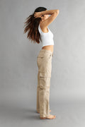 Low waist cargo jeans - Mud