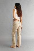 Low waist cargo jeans - Mud