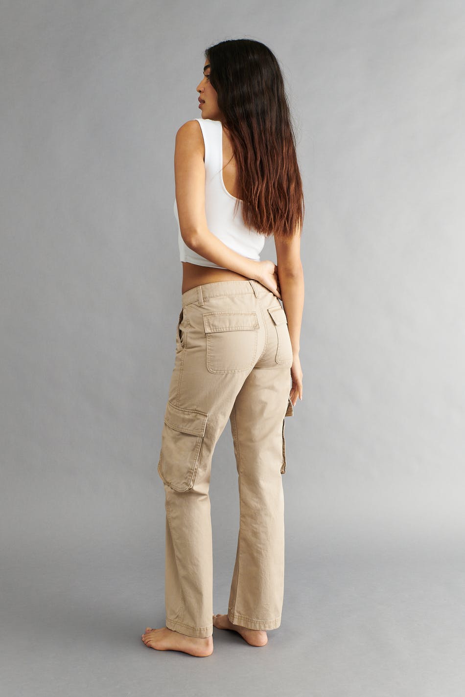 Low waist cargo jeans - Mud
