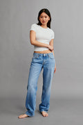 low straight jeans - Gris clair