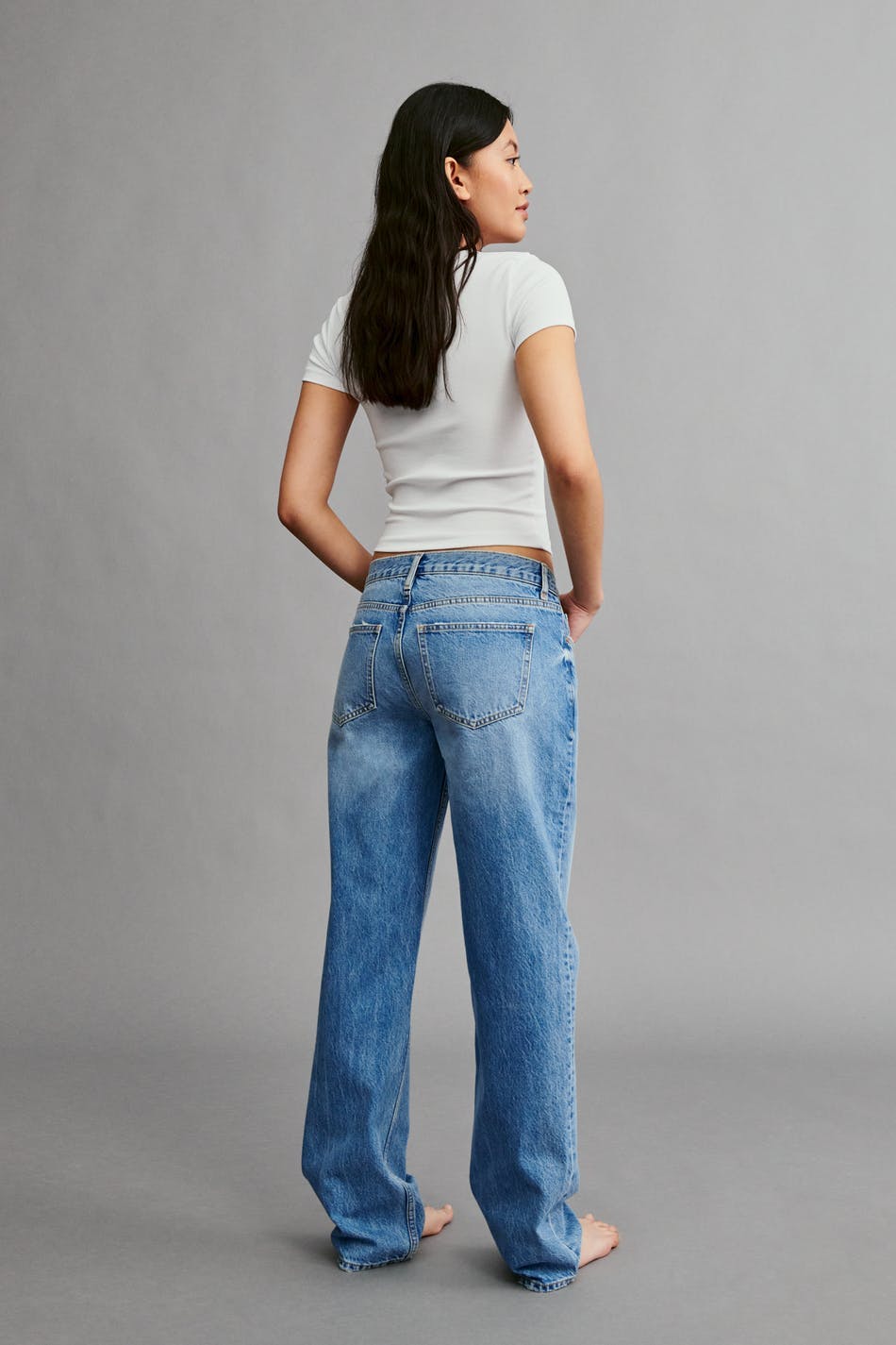 low straight jeans - Gris clair