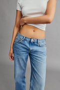 low straight jeans - Classic blue